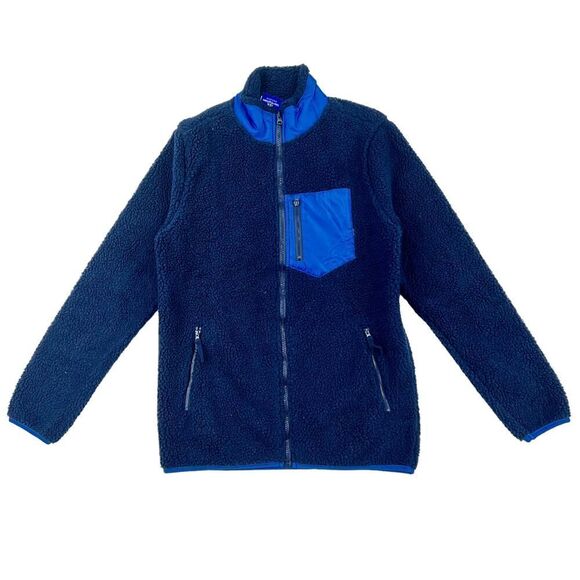 New Pacific & Park Men US S Navy Blue Sherpa Fleece Jacket Zip-Up Pockets Coat - Picture 3 of 13